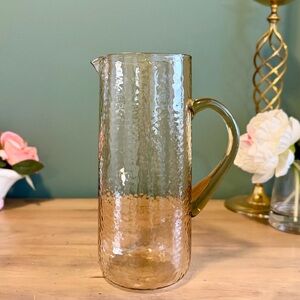 Oake Amber Hammered Glass Pitcher 62oz Textured Macy’s Exclusive